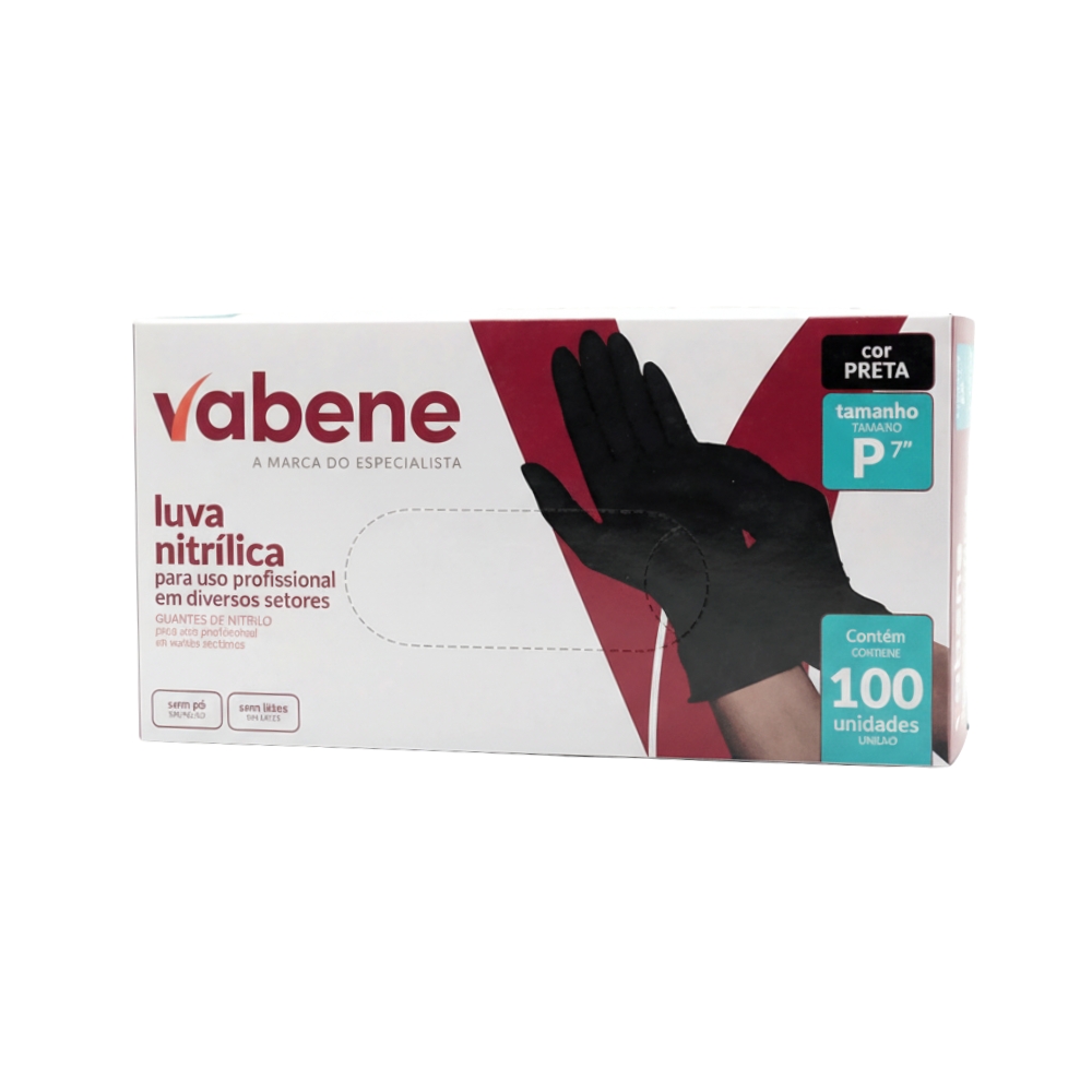 LUVA NITRILICA VABENE SEM PO PRETA P 100UN