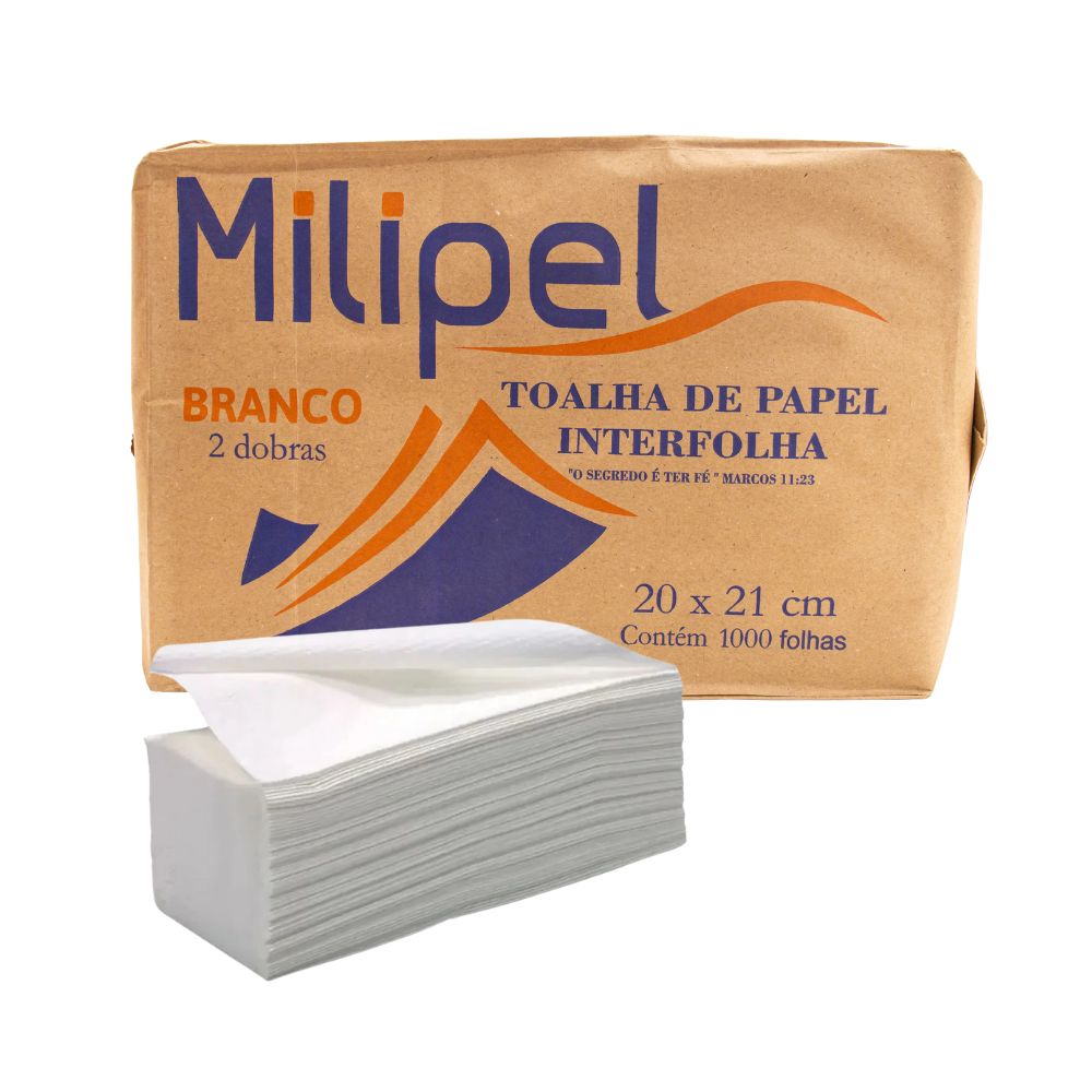 TOALHA DE PAPEL INTERFOLHA MILIPEL BRANCO