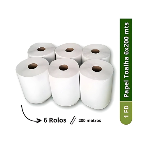 Toalha de Mão em Rolo Branco – 6x200 m
