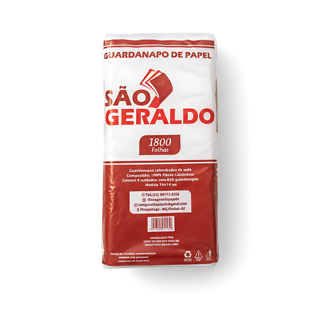 GUARDANAPO DE PAPEL SAO GERALDO 14CMX14CM 1800 FOLHAS
